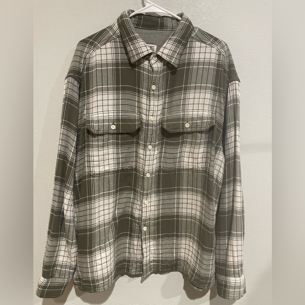 American Eagle Outfitters Olive Green Plaid Shirt